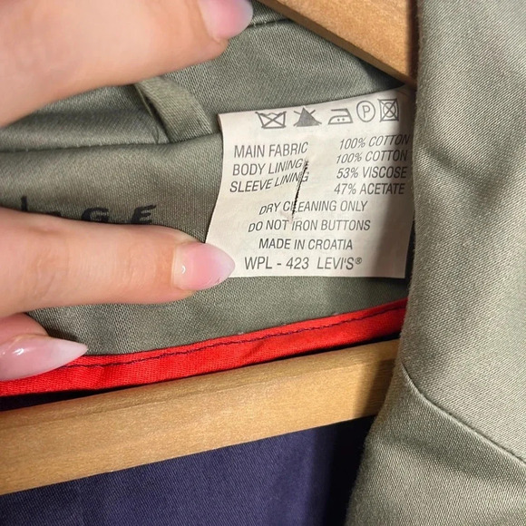 LEVI’S Red Line Green Beige Concealed 3/4 Zip Lapel Jacket - Picture 12 of 13